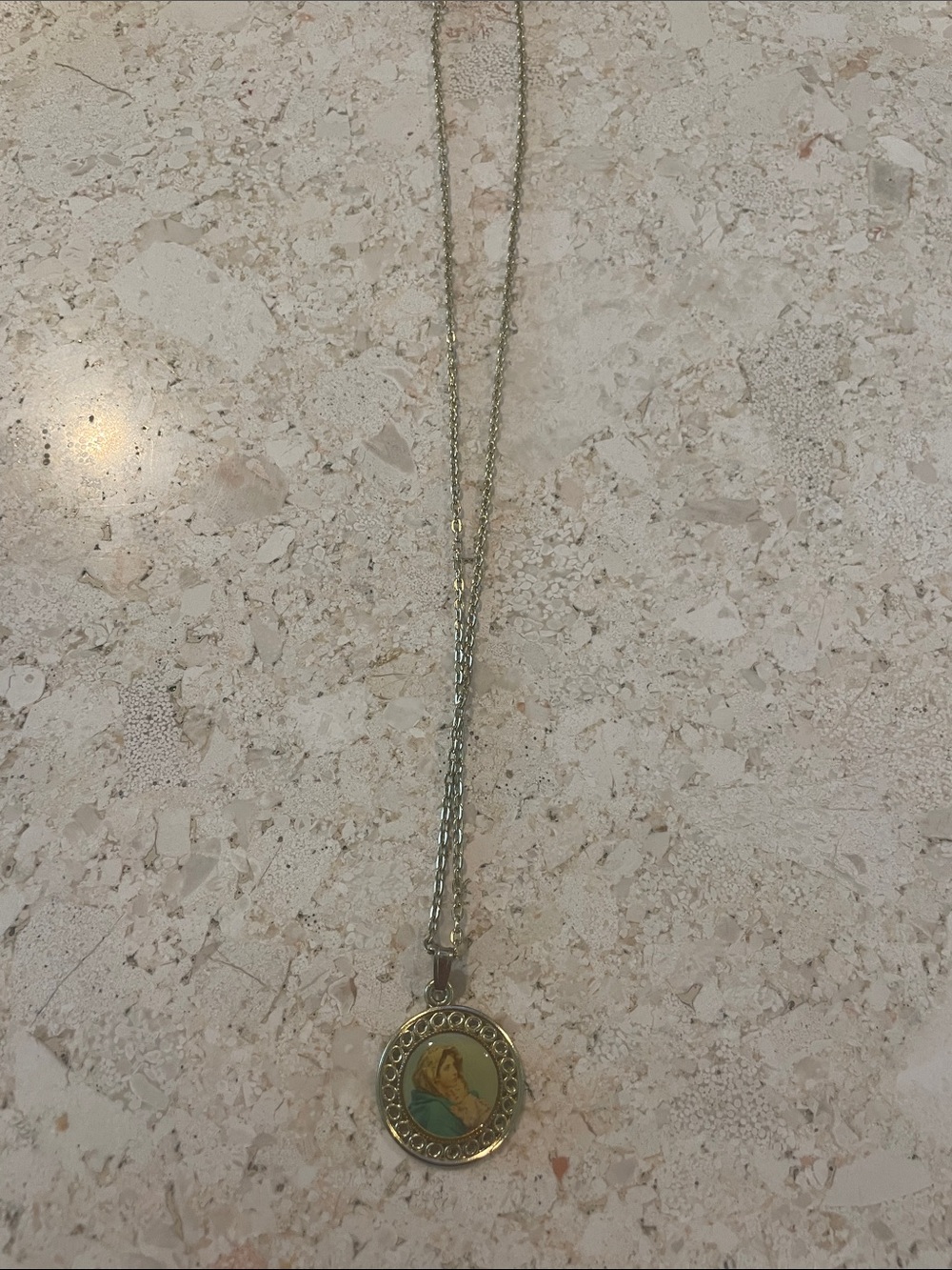 Vintage-Inspired Gold Pendant Necklace with Blue Enamel Detail
